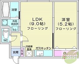 RAFFINATO近代美術館 1LDKの間取図画像