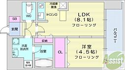 クレジデンス札幌・南4条 1LDKの間取図画像