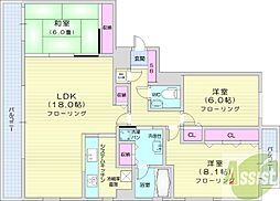 桂和レジデンス円山桜 3LDKの間取図画像