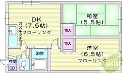 Bレジデンス24 2DKの間取図画像