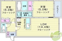 テラスココロ 2LDKの間取図画像