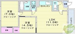 グランデール22 2LDKの間取図画像