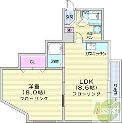 OMRESIDENCE北24条EAST 1DKの間取図画像