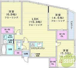ビッグレジデンス旭ヶ丘 3LDKの間取図画像
