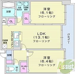ミカーレ・トーゲン 2LDKの間取図画像