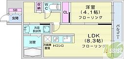 イリオス中島公園 1LDKの間取図画像