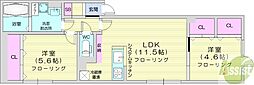 ハイム青雲I 2LDKの間取図画像