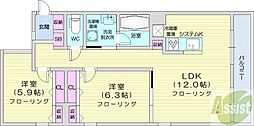 プルミエールメゾン南円山 2LDKの間取図画像