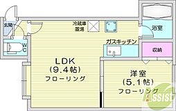 珊瑚マンション 1LDKの間取図画像