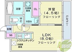 プライム・アーバン北11条 1LDKの間取図画像