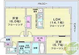 第10旭レジデンス 2LDKの間取図画像