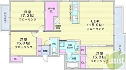 アイム山鼻市電通フィエルテ 3LDKの間取図画像