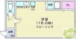 第11松井ビル ワンルームの間取図画像