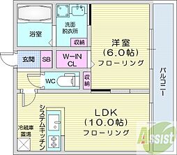 AXIS-FA苗穂 1LDKの間取図画像