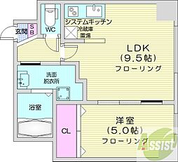 パークヒルズ北円山 1LDKの間取図画像