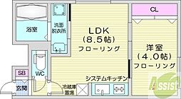札幌市西区西町北13丁目マンション 1LDKの間取図画像
