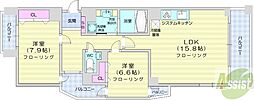クレステージS6W12タワー 2LDKの間取図画像