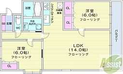 アークヒルズ中島公園 2LDKの間取図画像