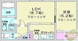 ベルメゾン北20 1LDKの間取図画像