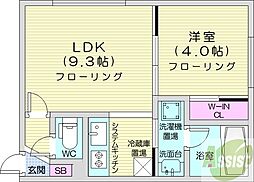 レユシールS5W8 1LDKの間取図画像