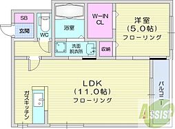 ル・ファールN12 1LDKの間取図画像