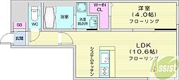 ラグナベルデ北9条 1LDKの間取図画像