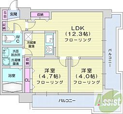 UURコート札幌北三条 2LDKの間取図画像