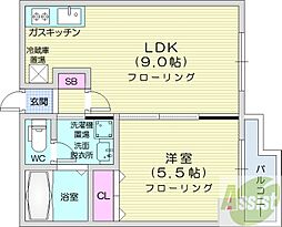 グランカーサ南11条 1LDKの間取図画像