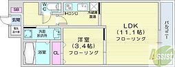イリオス中島公園 1LDKの間取図画像