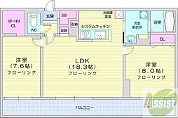 Grandzabo Honcho 2LDKの間取図画像