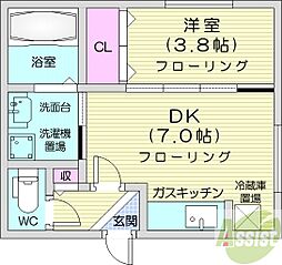 CASAN7 1DKの間取図画像