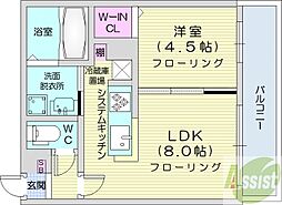 ベルガモ東区役所前 1LDKの間取図画像