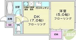 プロスペリティ 1DKの間取図画像