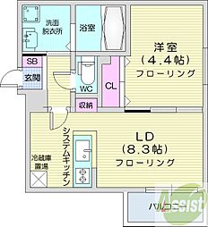 札幌市白石区東札幌六条2丁目マンション 1LDKの間取図画像