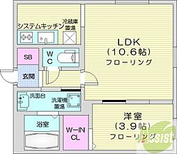 NOVA山鼻 1LDKの間取図画像