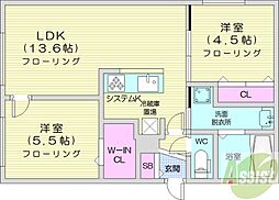 MA豊平公園 2LDKの間取図画像