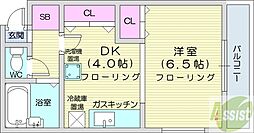 エンドレス三井 1DKの間取図画像