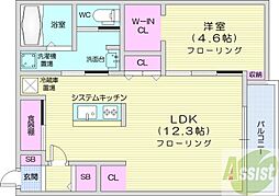 R-finoN17 1LDKの間取図画像