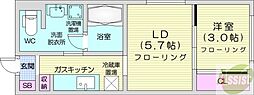 メニーズコート南郷13st 1DKの間取図画像