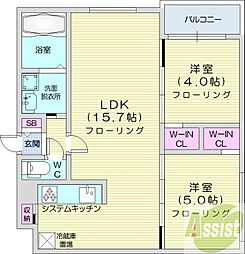 インフィニト月寒中央コート 2LDKの間取図画像