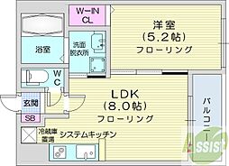クラッセ大通り東 1LDKの間取図画像