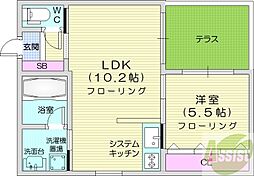 ストークト東区役所前 1LDKの間取図画像