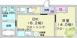 シャトージュネス 1DKの間取図画像