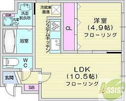 モンレーヴ元町 1LDKの間取図画像