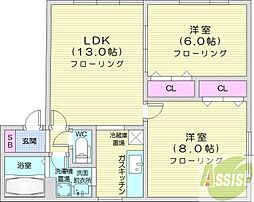 ヴェールアレA 2LDKの間取図画像