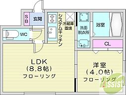 プライム南7条 1LDKの間取図画像