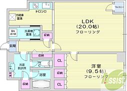 フェアフィールド中島公園 1LDKの間取図画像