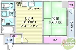 リベルティ大通 1LDKの間取図画像