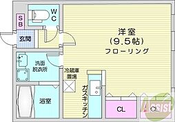ココ・モップ2 1Kの間取図画像