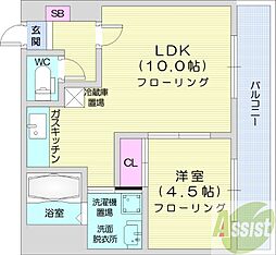 エポック南7条館 1LDKの間取図画像